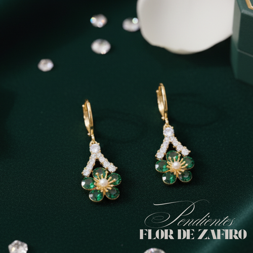 ¡DE MODA! PENDIENTES FLOR DE ZAFIRO