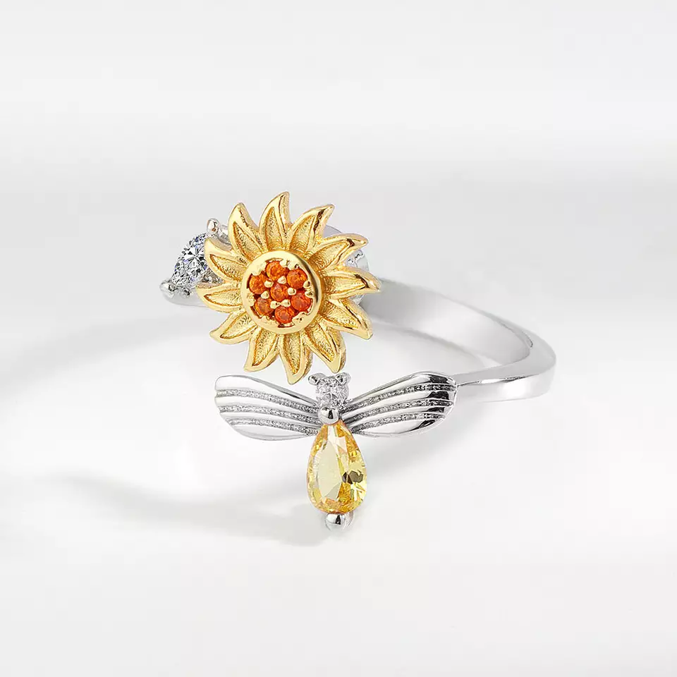 ¡LO ULTIMO! ANILLO DE GIRASOL GIRATORIO ✨✨✨